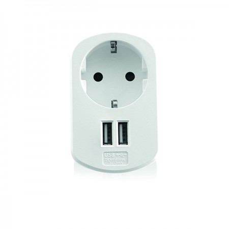 CARREGADOR EWENT USB 2PORT 3.1A WITH SHUKO POWER SOCKET WHITE 